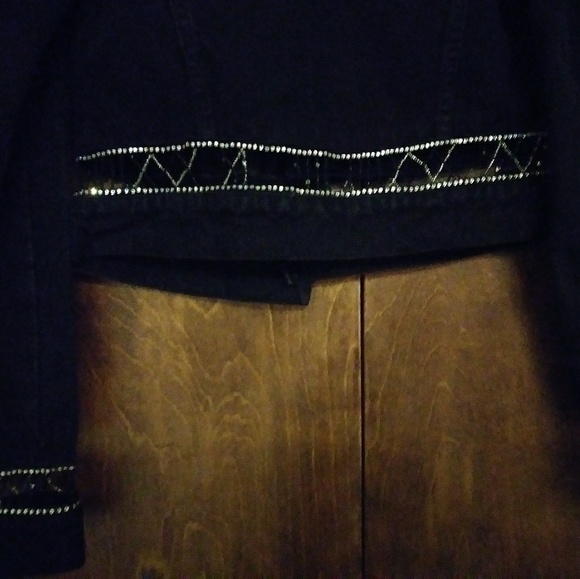 Voyage black denim rhinestones/beads jacket 40/S - Picture 2 of 8